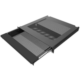 Tiroir 19" 1U pour clavier-souris acier noir avec serrure P: 453.5mm
