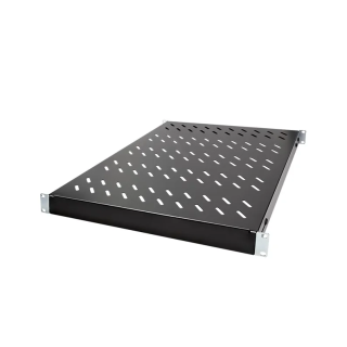 Étagère 19" 1U perforée, réglable de 574 à 720mm charge 50kg RAL9005