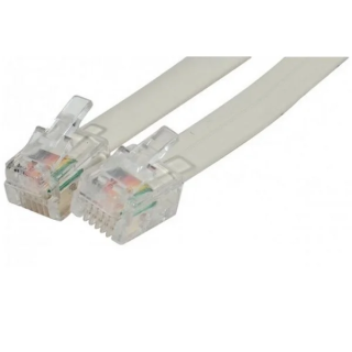 Cordon téléphonique RJ11 (6P4C) méplat ivoire 5m