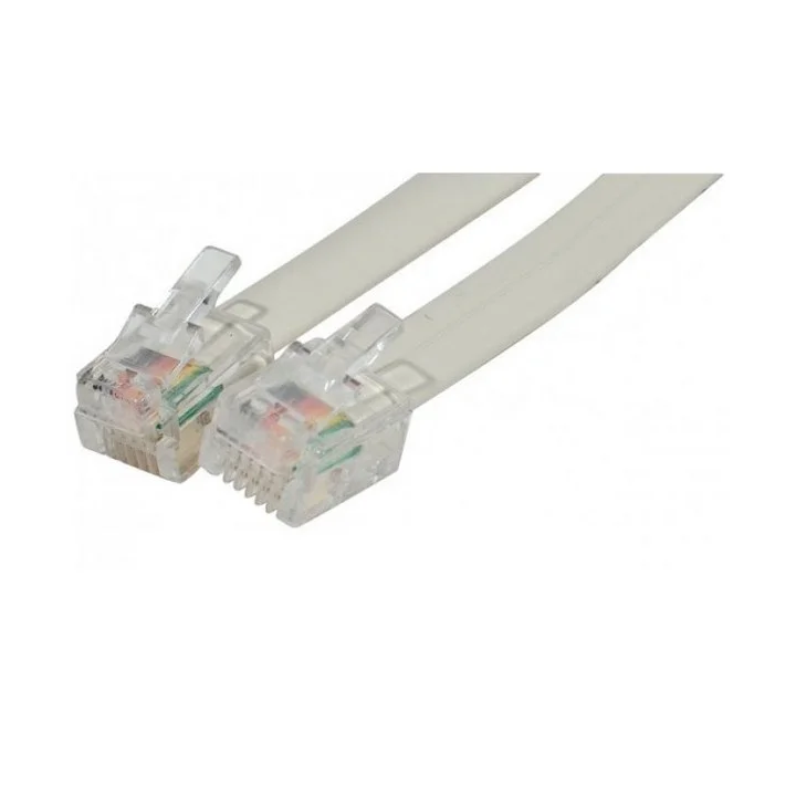 Cordon téléphonique RJ11 (6P4C) méplat ivoire 5m