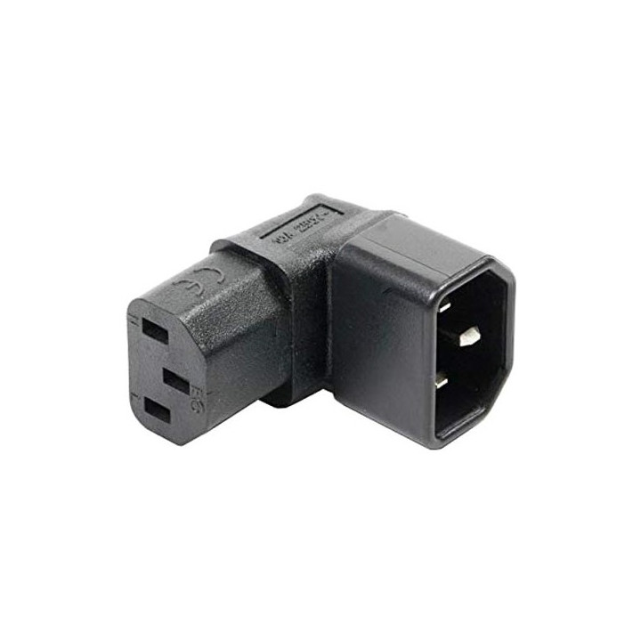 Adaptateur secteur C13/C14 monobloc coudé 90° haut/bas