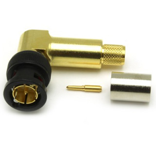 Fiche BNC 75 ohms mâle coudée à sertir 12GHz pour câble 1.0/4.8