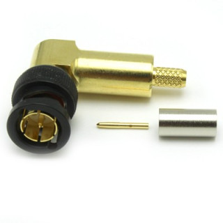 Fiche BNC 75 ohms mâle coudée à sertir 12GHz pour câble 0.6/2.8