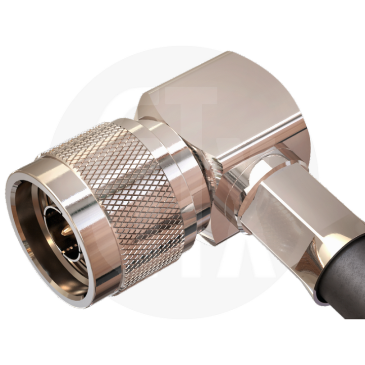 Fiche N mâle coudée à sertir 50 ohms pour câble RG213