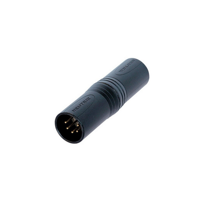 NA5MM-B Adaptateur DMX XLR 5 mâle/mâle corps noir contacts or