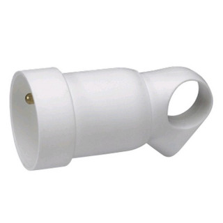 Fiche secteur femelle droite 2P+T 10/16A 230V en plastique blanc