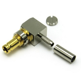 Fiche DIN 1.0/2.3 femelle coudée 75 ohms pour RG179