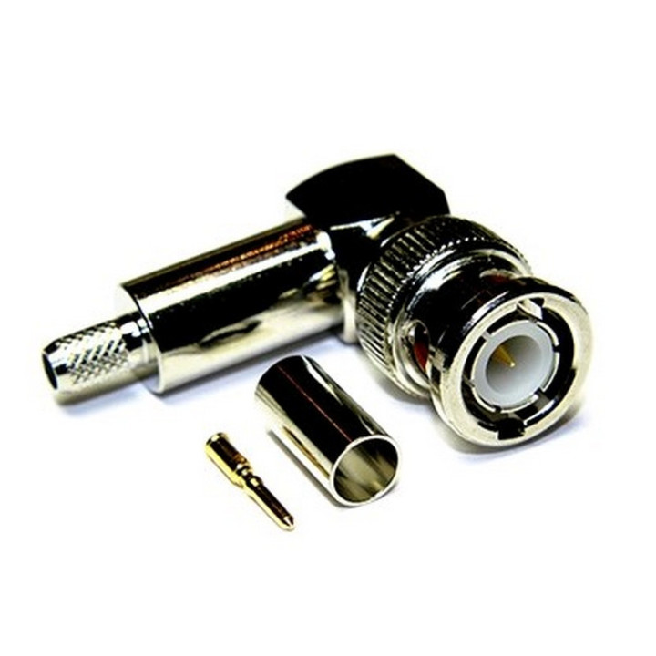 Fiche BNC 50 ohms mâle coudée pour câble RG58