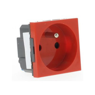 Prise secteur 2P+T 45x45 230V 16A détrompée rouge