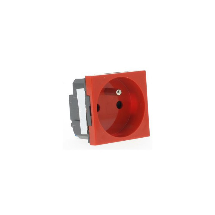 Prise secteur 2P+T 45x45 230V 16A détrompée rouge