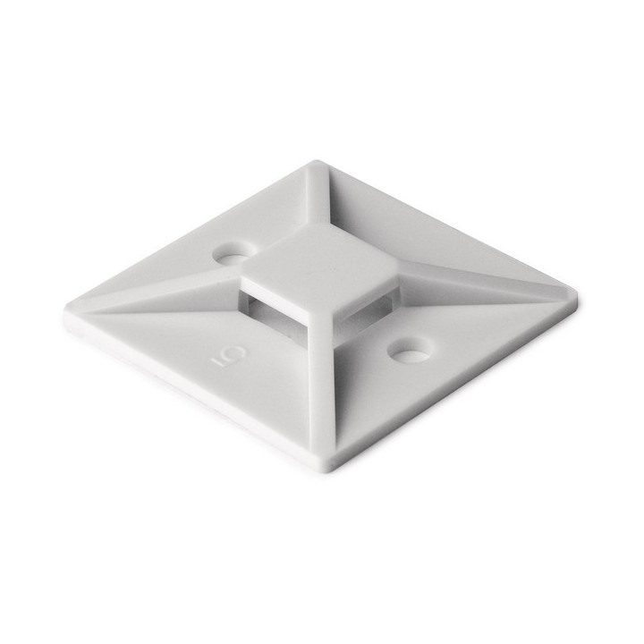 100 embases de fixation adhésives en polyamide 28x28mm naturel