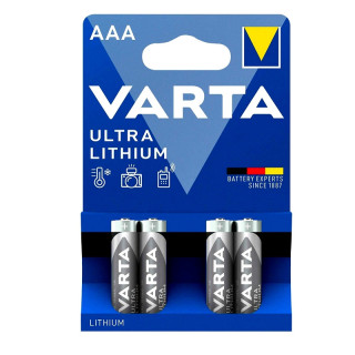 Pile lithium Varta FR03/AAA 1.5V - blister de 4