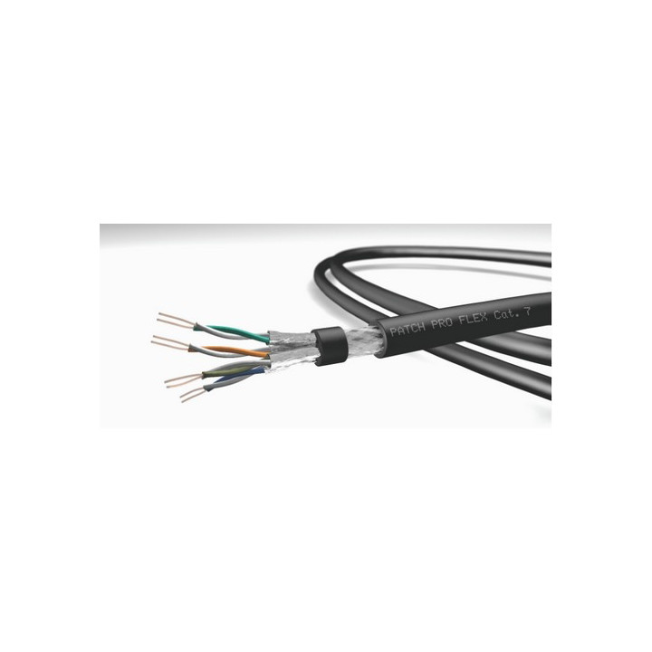 Câble PATCHPROFLEX souple cat.7 4P AWG26 S/FTP PUR noir Ø6,4mm (500m)