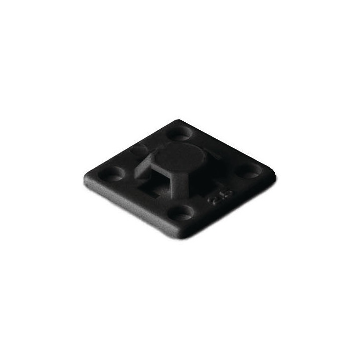 100 embases de fixation adhésives en polyamide 19x19mm noir
