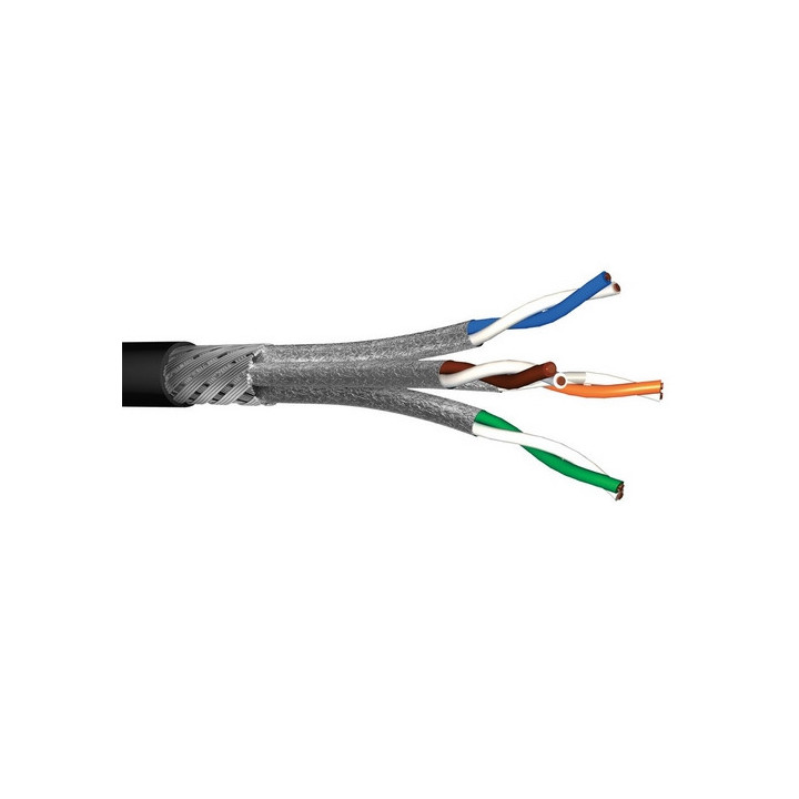 AUDIOLAN7 Câble Ethernet souple cat.7 S/FTP PUR noir PoE++ (mini 20m)