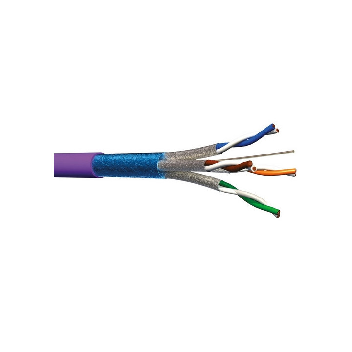 F5554SHC Câble rigide cat.6a F/FTP 555MHz LSZH violet Cca(touret500m)