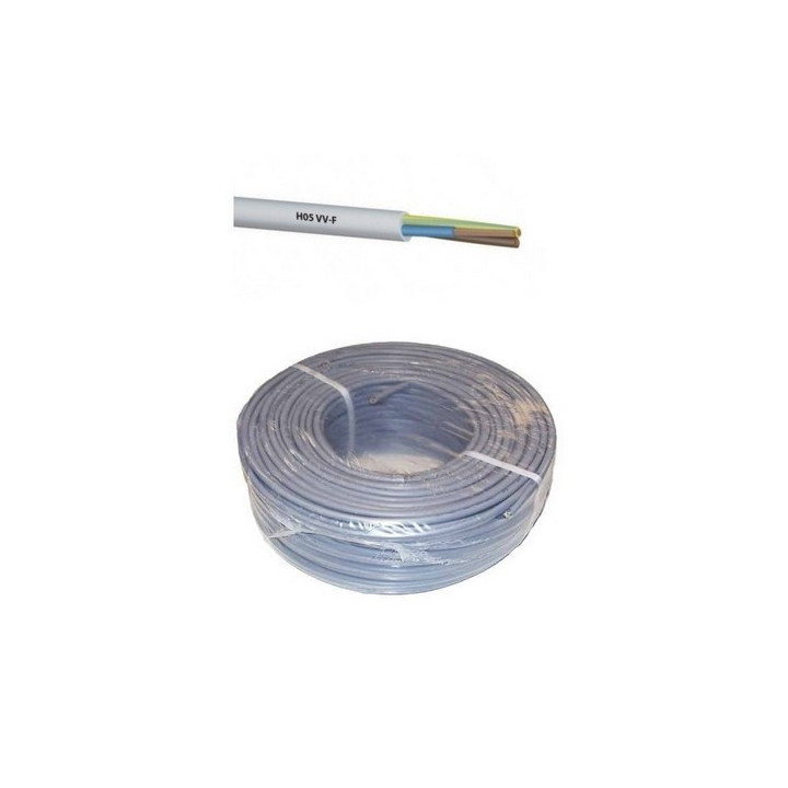 Câble d'alimentation harmonisé H05VV-F 3G0,75mm² gris (couronne 50m)