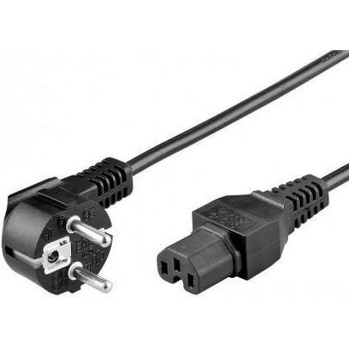 Cordon secteur HO5VVF 3x1mm² CEE7/7 / IEC C15 noir 3m