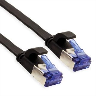 Cordon RJ45 cat.6a F/UTP plat snagless noir manchon court