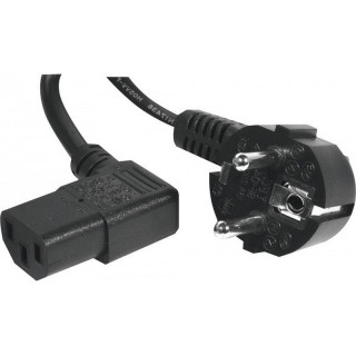 Cordon secteur HO5VVF 3x1mm² CEE7/7 coudé/IEC C13L coudé noir 3m