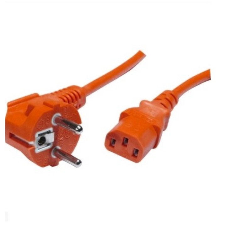 Cordon secteur HO5VVF 3x0.75mm² CEE7/7 coudé / IEC C13 orange 1.8m