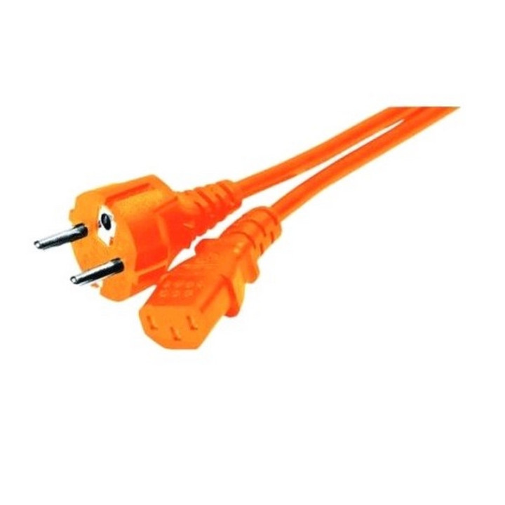 Cordon secteur HO5VVF 3x0.75mm² CEE7/7G droit / IEC C13 orange 1.8m