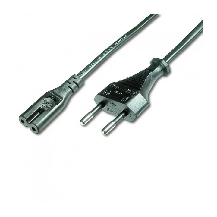 Cordon secteur bipolaire HO3VVF 2x0.50mm² CEE7/16 / IEC C7 noir 5m