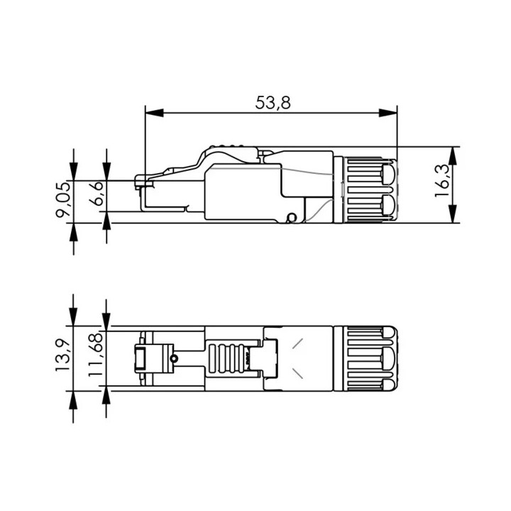 J00026A5001 RJ45 cat.6A série MFP8 mâle blindé avec PE