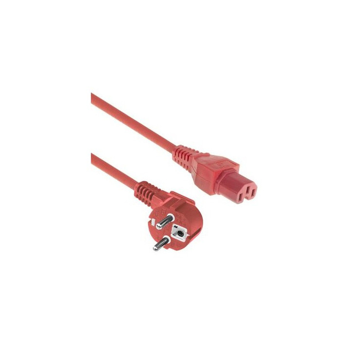 Cordon secteur HO5RNF 3x0.75mm² CEE7/7 / IEC C15 rouge 2m