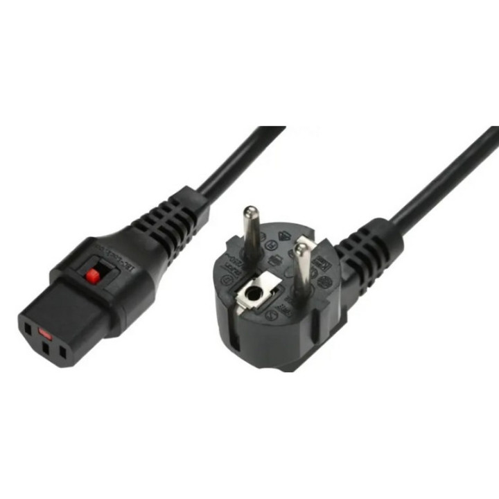 Cordon secteur HO5VVF 3x1mm² CEE7/7 c / IEC C13 verrouillage 2m