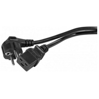 Cordon secteur HO5VVF 3x1.5mm² CEE7/7 coudé / IEC C19 noir 1.8m