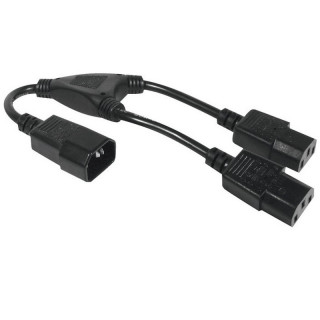 Rallonge secteur HO5VVF en Y IEC C14 / 2x IEC C13 noir 0.4m