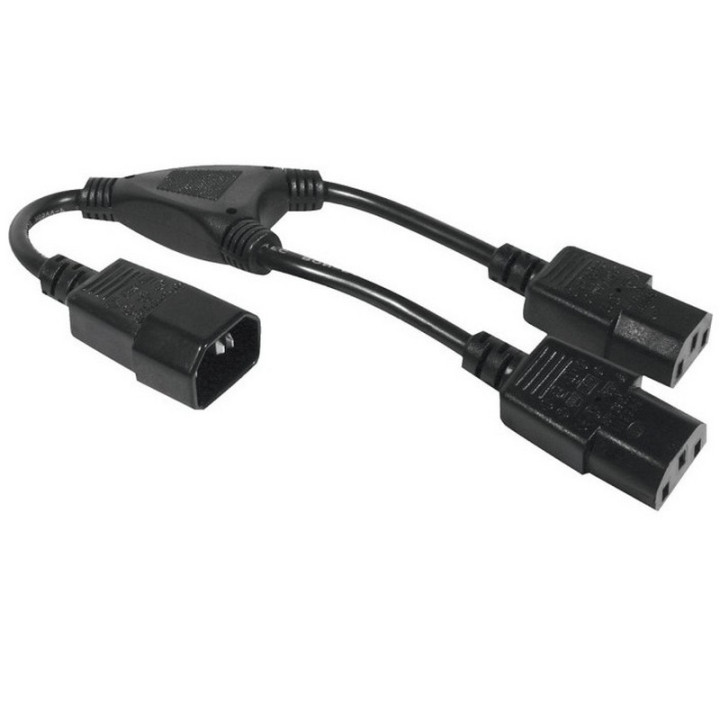 Rallonge secteur HO5VVF en Y IEC C14 / 2x IEC C13 noir 0.4m