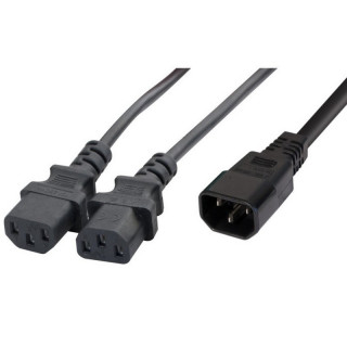 Rallonge secteur HO5VVF en Y IEC C14 / 2x IEC C13 noir 1.8m