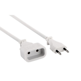 Rallonge secteur bipolaire HO3VVF 2x0.75mm² CEE7/16 M/F blanc 2m