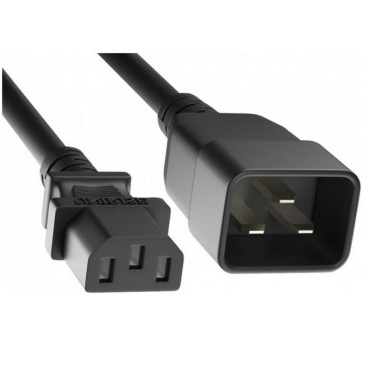 Rallonge secteur HO5VVF 3x1mm² IEC C13 / IEC C20 noir 1.8m