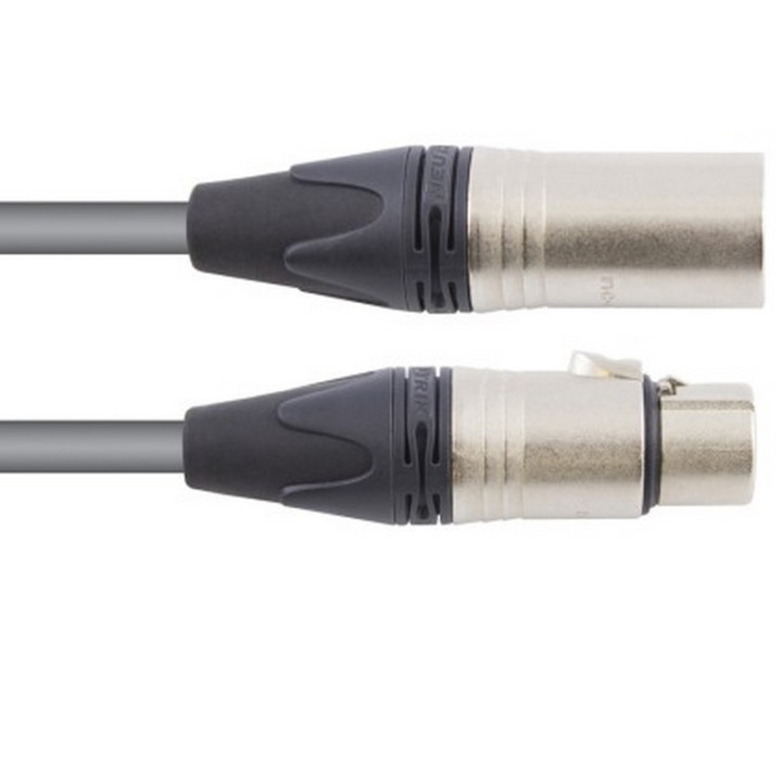 Cordon DMX gris 2 paires 0.34mm² XLR 5 pts M/F NEUTRIK - 50m