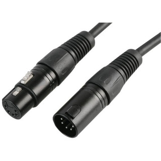 Cordon DMX noir 2 paires 0.34mm² XLR 5 pts M/F - 3m