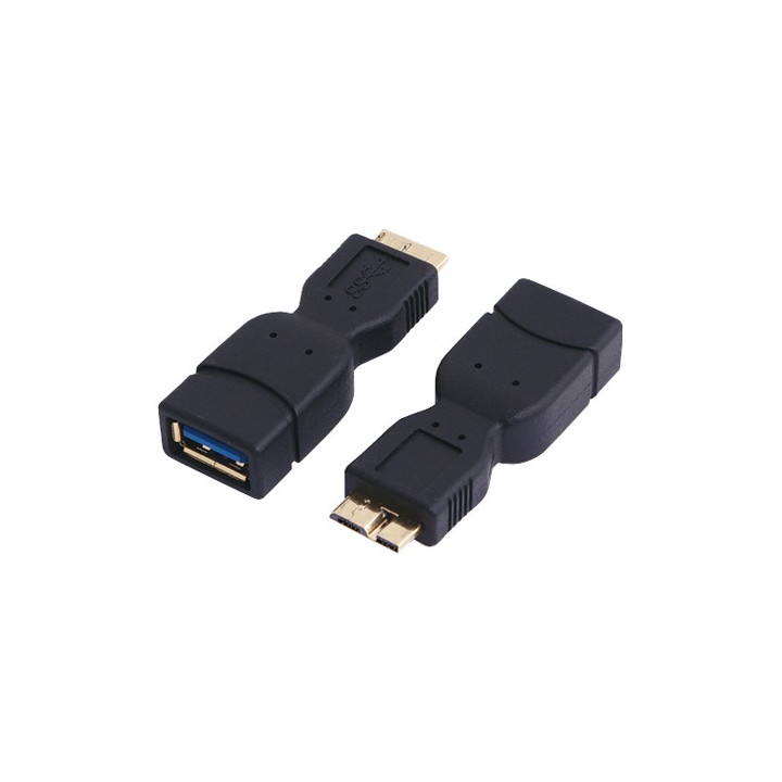 Adaptateur monobloc USB 3.0 SuperSpeed type A F vers micro USB3 B M