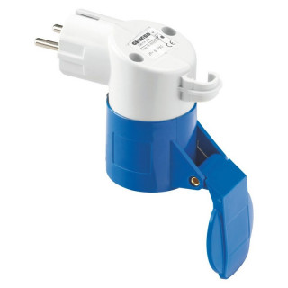 Adaptateur coudé CEE17 16A femelle mono/16A NF mâle