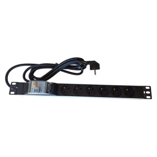 Réglette secteur 19" 6 PC 2P+T disjoncteur différentiel 30mA