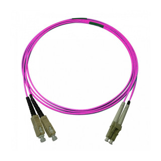 Jarretière optique duplex multimode OM4 LC/SC surgainée 25m