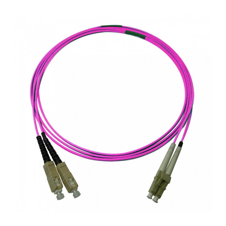 Jarretière optique duplex multimode OM4 LC/SC surgainée 25m