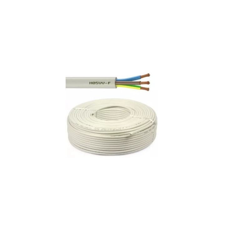 Câble d'alimentation harmonisé H05VV-F 3G1,5mm² blanc (couronne 50m)