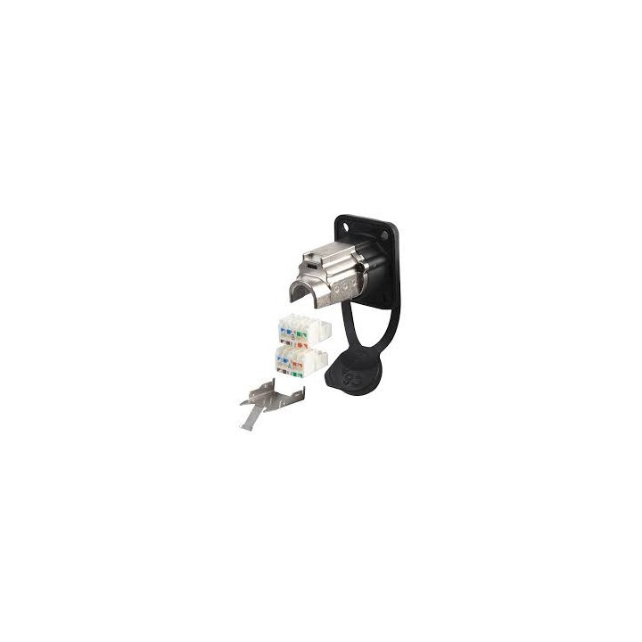 NE8FDX-Y6-W Embase Ethercon/IDC cat. 6A, série D, noir étanche