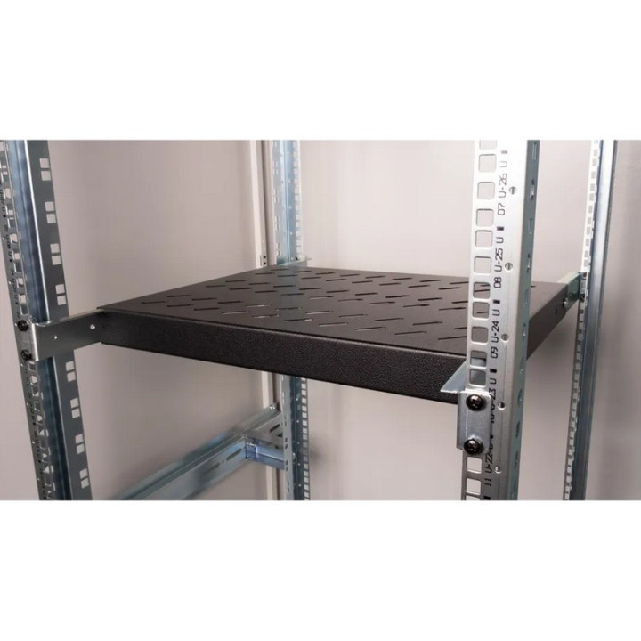 Etagère 19’’ 1U profondeur 350mm fixation 4 pts charge 50kg noir