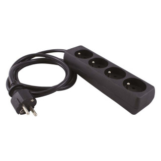 Bloc multiprise noir 4PC 2P+T, 10/16A cordon 1.50m