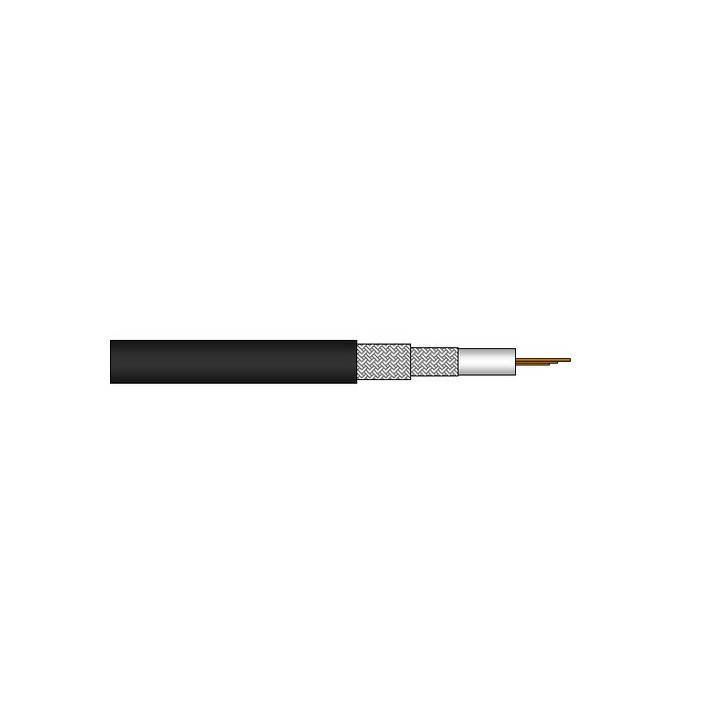 0.8L/3.7 Dz Câble coax DRAKA flex 75 Ohms 40m à 12Gb/s PVC noir Ø6mm
