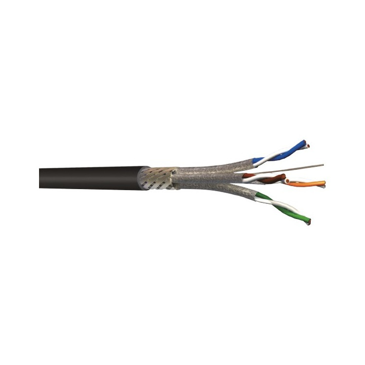 AUDIOLAN6A Câble Ethernet souple cat.6A S/FTP PUR noir (mini 20m)