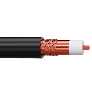 HF257 Câble coaxial 50 Ohms faible perte noir Ø 7.3 mm (mini 20m)